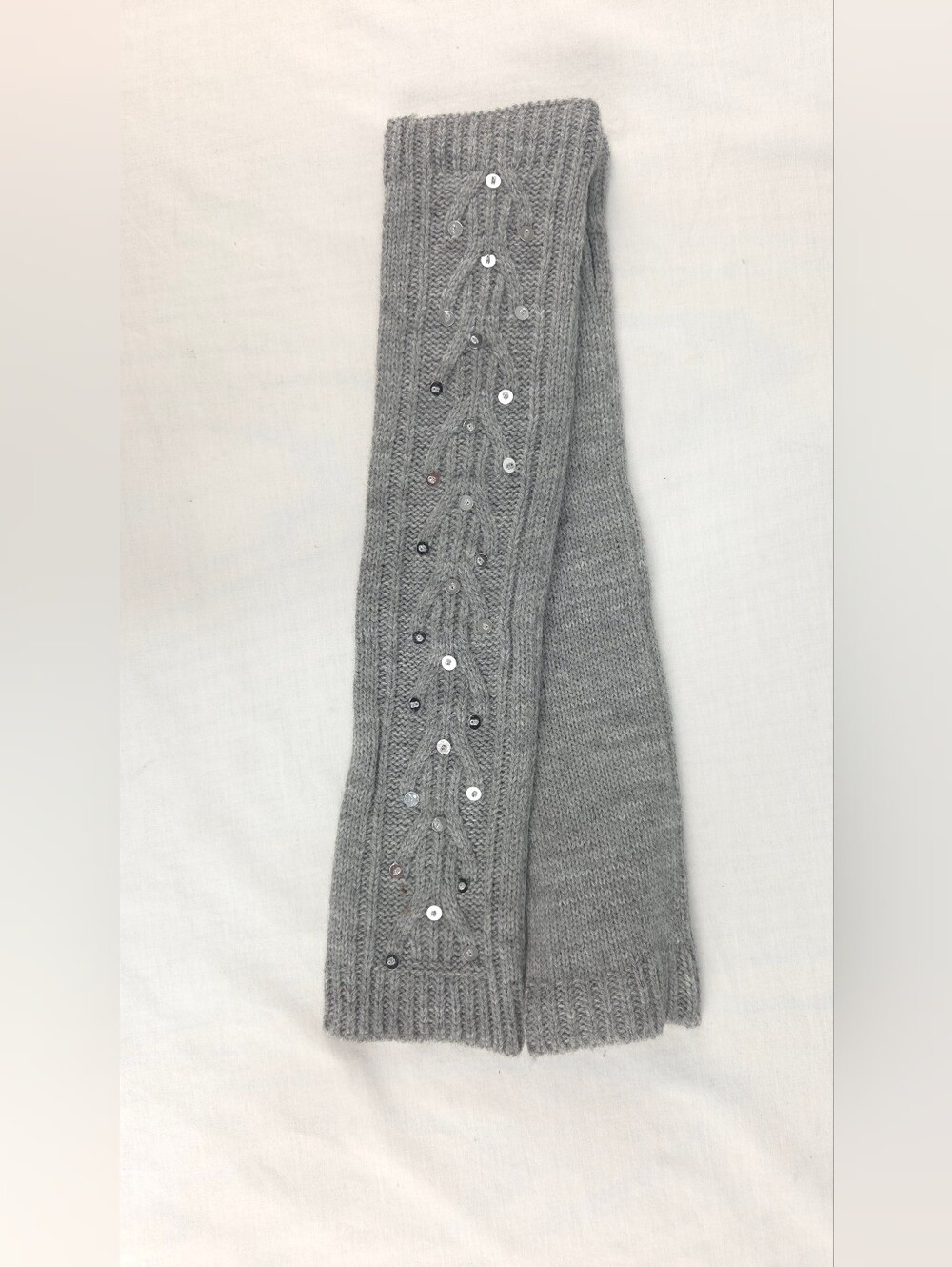 Sperry Gray Sequin Cable Knit Fingerless Gloves